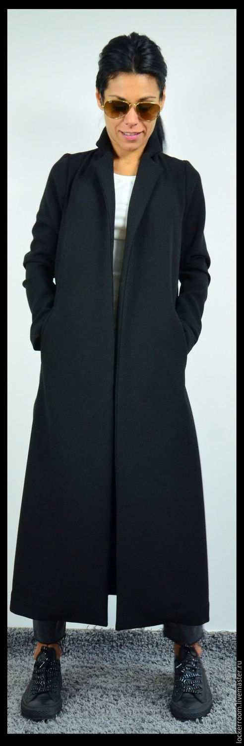 Пальто черное женское классическое длинное