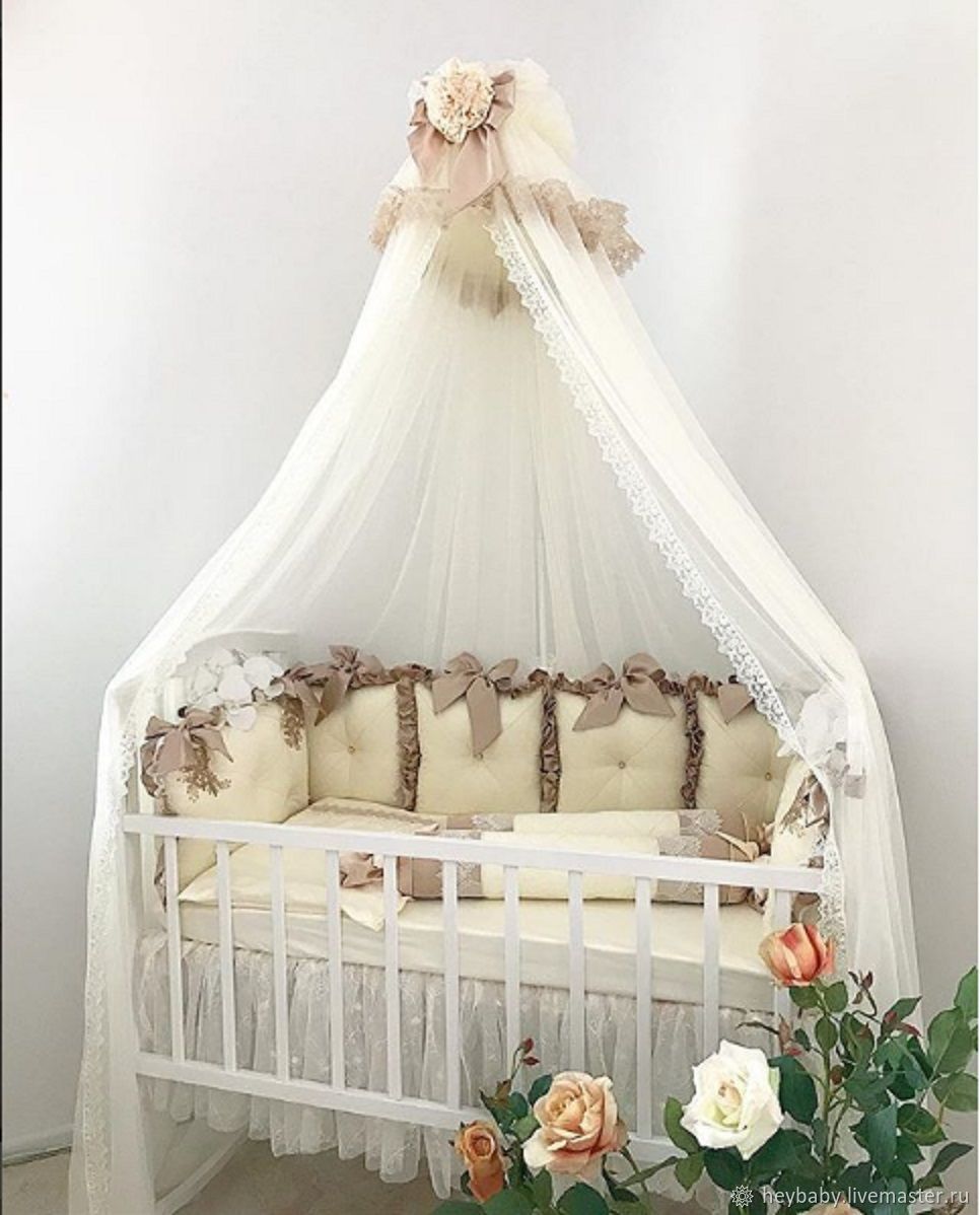 Детские кроватки для новорожденных с балдахином фото