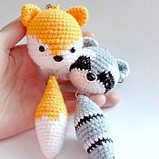 Сумки и аксессуары handmade. Livemaster - original item Knitted keychain Fox Raccoon. Keychain in the car. Handmade.