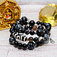 Bracelet with agate, snow obsidian and three-Eyed dzi bead, Bead bracelet, Budennovsk,  Фото №1