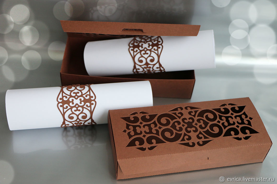 'Scroll ' wedding invitation in a box, Invitations, Moscow,  Фото №1