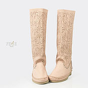 Обувь ручной работы handmade. Livemaster - original item boots: PIZZO - pink Inca boots made of perforated leather. Handmade.