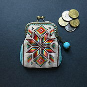 Сумки и аксессуары handmade. Livemaster - original item Coin holders: a coin purse made of beads with a colored ornament. Handmade.
