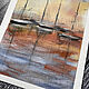 'Dark orange sunset' watercolor painting (sea). Pictures. Nadezda Perova. My Livemaster. Фото №4