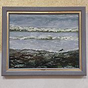 Картины и панно ручной работы. Ярмарка Мастеров - ручная работа Mar del Norte en gris-verde pintura al óleo 40h50. Handmade.