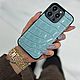 Чехол из нежно голубой кожи для iPhone 15 Pro. Чехол. Маргарита. Интернет-магазин Ярмарка Мастеров.  Фото №2