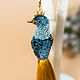 Asymmetric earrings 'Peacock and Pearl' Bird Earrings. Tassel earrings. Coffeelena. My Livemaster. Фото №4