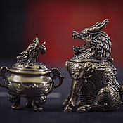 Подарки к праздникам handmade. Livemaster - original item Bronze Dragons Chinese Decor Incense Box Incense Burner. Handmade.