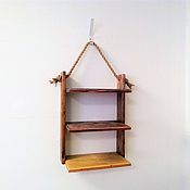 Для дома и интерьера handmade. Livemaster - original item Shelf made of solid wood on a jute rope 
