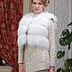 Шуба полушубок жилет из белой полярной лисы (перфорация)   Polar fox fur coat and vest gilet fur sleeveless