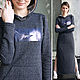 Gray Owl Dress, Hooded Dress, Sweater Dress with pockets, Dresses, Novosibirsk,  Фото №1