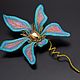 Brooch rainbow orchid with a golden center, Brooches, Moscow,  Фото №1