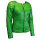 Women's bright green leather jacket in Moto style, Outerwear Jackets, Pushkino,  Фото №1