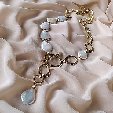 Украшения ручной работы. Ярмарка Мастеров - ручная работа Колье из барочного жемчуга. Колье цепь с жемчугом. Handmade.