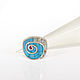 RING with turquoise, mother of pearl and coral. Nautilus. Rings. ARIEL - MOSAIC. My Livemaster. Фото №6