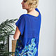 Azul Blusa túnica de Pavo real pintado a mano. Blouses. Koler-art handpainted wear. Ярмарка Мастеров.  Фото №4