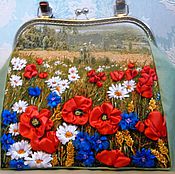 сумка, вышивка лентами "Аромат весны 4"