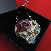 Necklace-pendant made of polymer clay, art Nouveau, modern