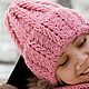 Заказать Шапка женская вязаная, объемная, с отворотом цвета пыльная роза. Knitting_larka. Ярмарка Мастеров. . Шапки Фото №3