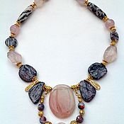 Украшения handmade. Livemaster - original item Set of natural stones in Oriental style Pink silk.. Handmade.