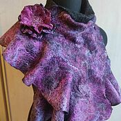 Аксессуары handmade. Livemaster - original item Felted gossamer scarf with Lilac Mist flower brooch. Handmade.