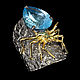 Серебряное кольцо с голубым топазом, 925 проба. Кольца. Ванильные мечты. Интернет-магазин Ярмарка Мастеров.  Фото №2