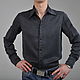 Mужская рубашка из чёрного мокрого шёлка "Orazio". Рубашки мужские. Afanaseva Tamara (regina341). Интернет-магазин Ярмарка Мастеров.  Фото №2