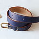 Genuine leather belt sewn by hand in blue. Straps. qualitas. Online shopping on My Livemaster.  Фото №2