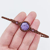 Украшения handmade. Livemaster - original item Charoite bracelet brown lilac purple natural stone. Handmade.