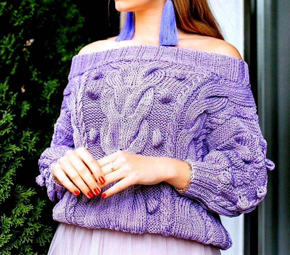 Lavender sweater with dropped shoulders with bumps Sweaters St. Petersburg