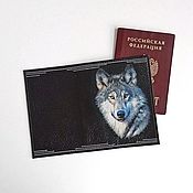 Сумки и аксессуары handmade. Livemaster - original item Passport cover men`s genuine leather dark brown Wolf. Handmade.