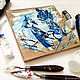 Blue jays, painting on a tree. Pictures. Belasla. My Livemaster. Фото №4