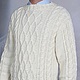 White sweater mens XXL knit, 100% handmade, Jumpers, Jelgava,  Фото №1