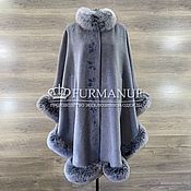 Одежда handmade. Livemaster - original item Elegant silver-colored poncho with fur. Handmade.