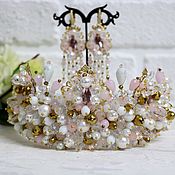Украшения handmade. Livemaster - original item White pink large crown of stones wedding. Handmade.