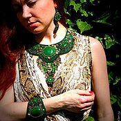 Украшения handmade. Livemaster - original item Green set of jewelry made of stones 