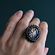 Handmade beaded ring with cabochon, Rings, Moscow,  Фото №1