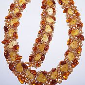 Large earrings made of natural amber
