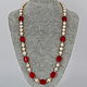 Necklace of natural pink pearls and carnelian 'Jacqueline', Necklace, Velikiy Novgorod,  Фото №1