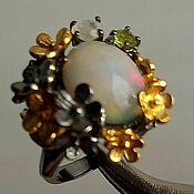 Украшения handmade. Livemaster - original item Nocturne ring with Ethiopian opal. Handmade.