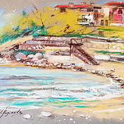 Картины и панно handmade. Livemaster - original item A place by the sea, a picture of the sea on paper. Handmade.