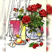 Картина : «Ветка розы»
