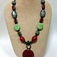 Necklace ceramic in the ethnic style of Gypsy happiness. Beads - a talisman of good luck. Horseshoe for happiness. 
Original gift for the stylish and bold women and girls.