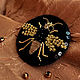 Brooch Bee Golden bee round black brooch embroidery on velvet. Brooches. Home textiles for children and toys. My Livemaster. Фото №4
