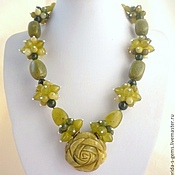 Украшения handmade. Livemaster - original item This delicate NECKLACE features rose and JASPER, JADE beads.. Handmade.