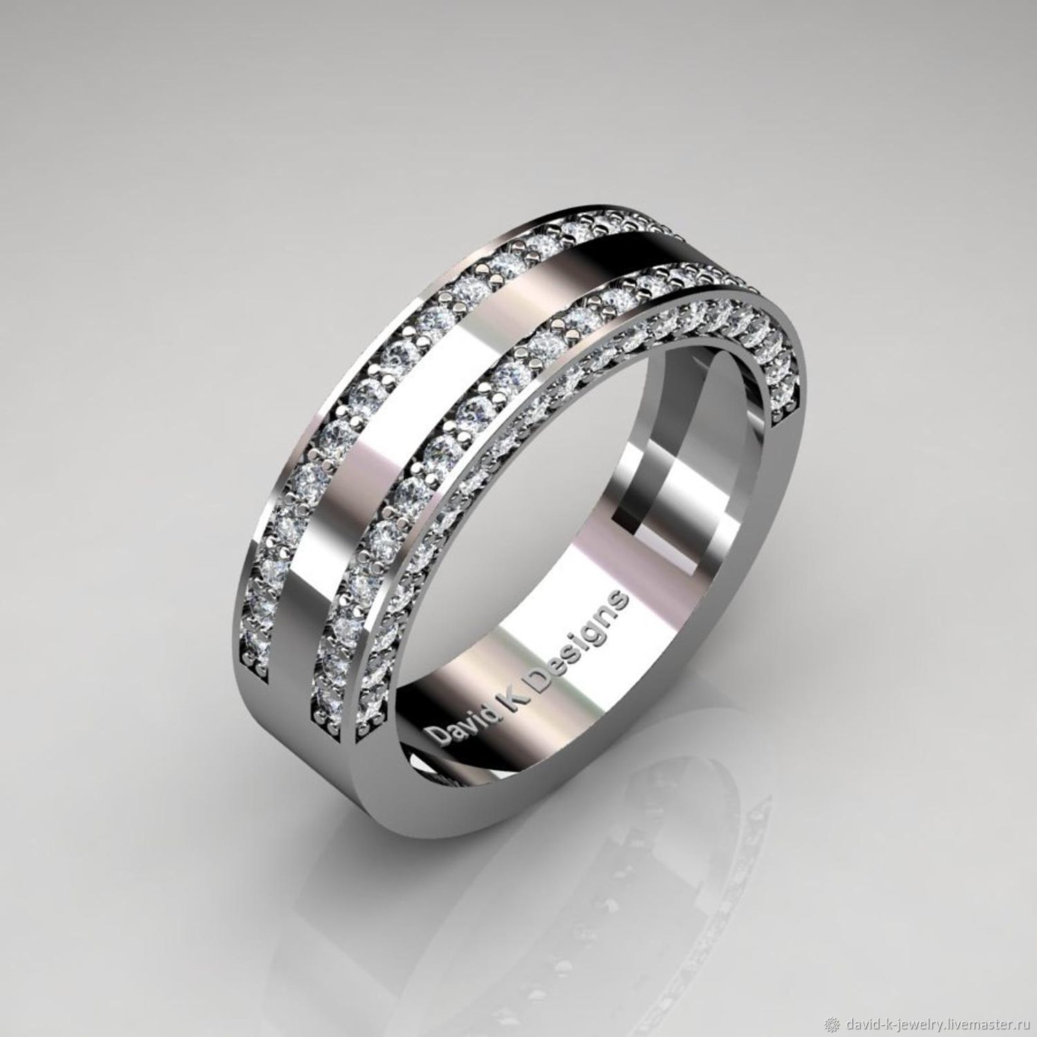Мужское обручальное кольцо R1040 с 80 натуральными бриллиантам купить в ...