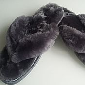 Обувь ручной работы handmade. Livemaster - original item Grey mouton flip-flops. Handmade.