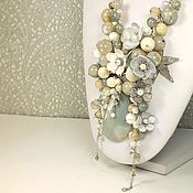 Украшения handmade. Livemaster - original item Necklace, removable flowers, Natural agate, Labrador, Pearl Gray Etude. Handmade.