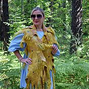 Аксессуары handmade. Livemaster - original item Felted women`s scarf Golden boho, size 43 x 200 m. Handmade.