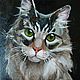 Картина с котиком портрет сибирского кота 20 на 20 см, Картины, Москва,  Фото №1